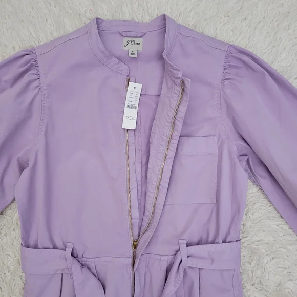J Crew Puff Sleeve Chino Jumpsuit Overalls Lavender Purple - Picture 4 of 13